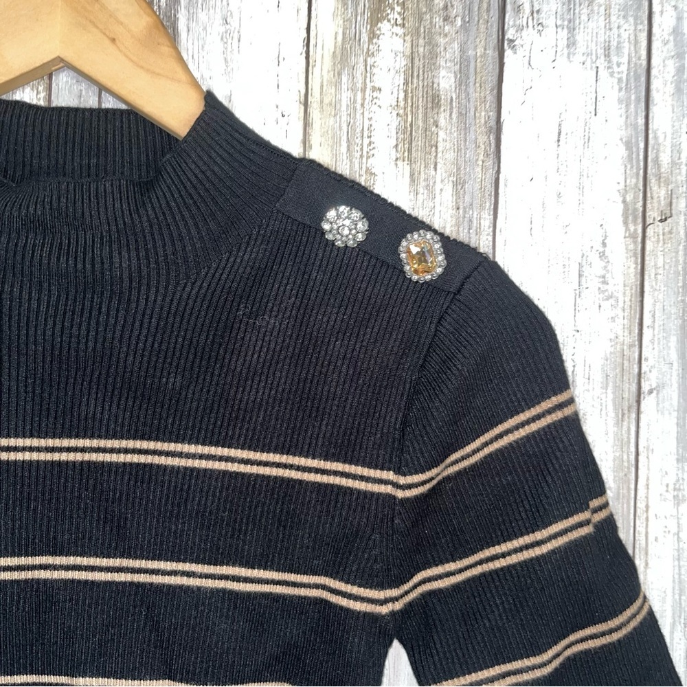 NWT Ellen Tracy Jewel Ribbed Blouse - Picture 3 of 5